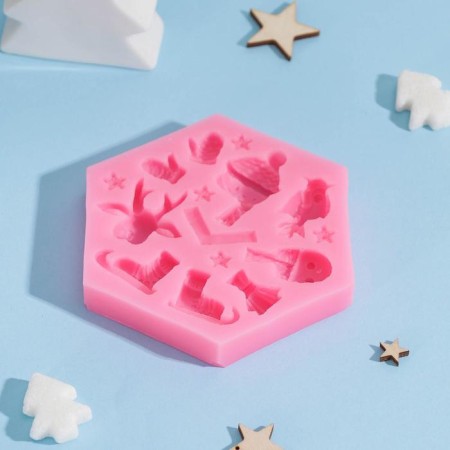 Mold "New Year's Fun", silicone, 11.5 × 10 × 1.5 cm, color mix-2