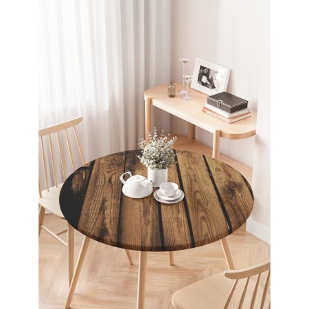 The tablecloth “wooden fence”, round, oxford, elastic band, size 120x120 cm, diameter 75-100 cm-2