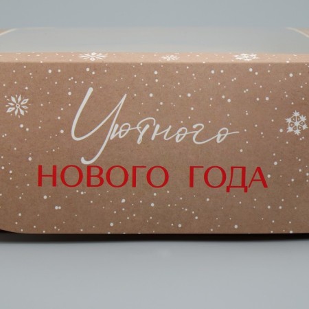 Folding box for 9 cupcakes with a “Cozy New Year” window, 25 x 25 x 10 cm, New Year-3
