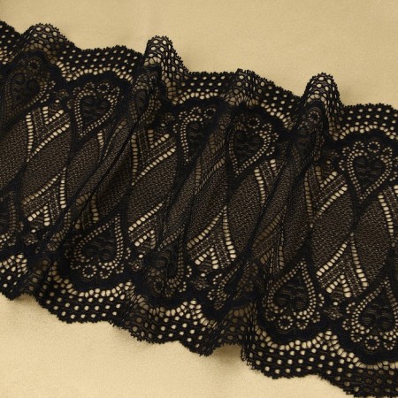 Lace elastic fabric, 185 mm × 2.7 ± 0.5 m, black color-2