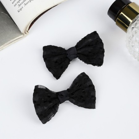 Hair clip "Schoolgirl" (set 2 pcs) pattern, 6 cm, black