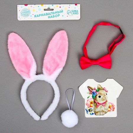 Carnival set "Zaychishka", ears, tail, butterfly, thermal priece-4