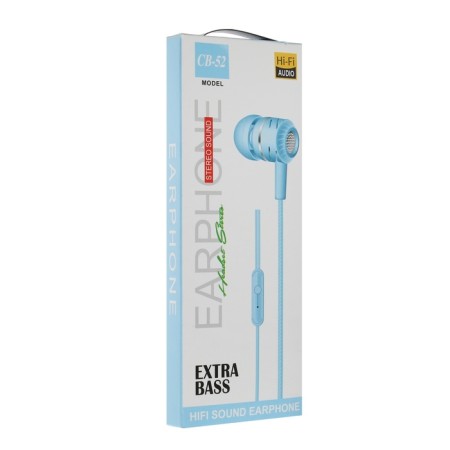 Headphones CB-52, wired, vacuum, microphone, 1 m, jack 3.5 mm, blue-2