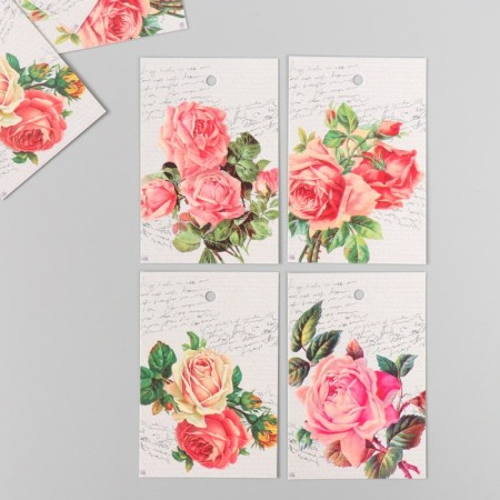 Cardboard "Flowers 04" set 10 pcs (4 types) 4x6 cm