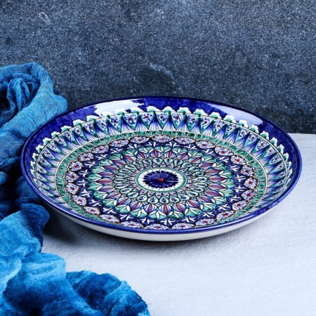 Largan Rishtan ceramics "Patterns", 28 cm, blue