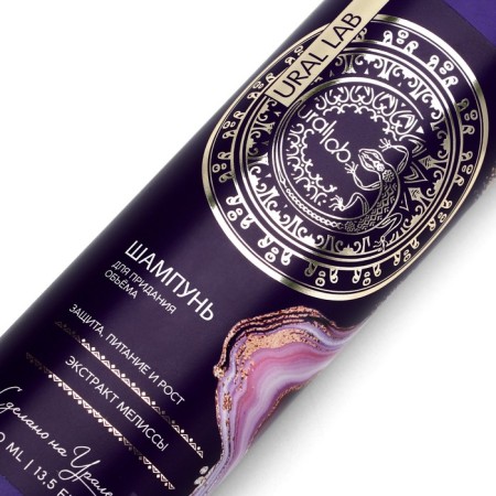 Hair shampoo with lemon balm extract, protection, power and height, 410 ml, Ural Lab-3
