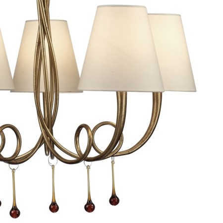 Suspended chandelier Mantra Paola, E14, 5x20W, 532 mm, matte gold color-3