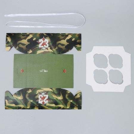 Capcake box, confectionery packaging, 4 cells, “for my man”, February 23, 16 x 16 x 10 cm-4