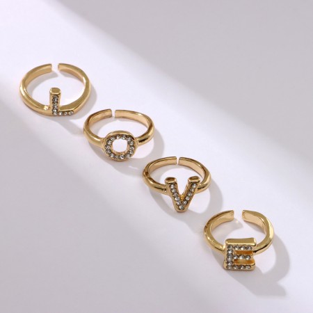 Ring set 4 pcs “Assorted” Love, color gold, dimensionless-1