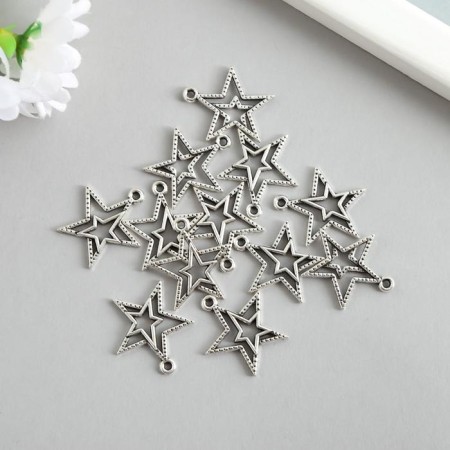 Decor for creativity Metal "Double Star" silver 2.3x2 cm-1