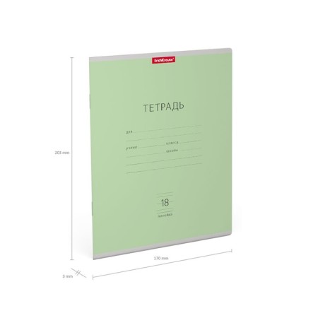 Notebook 18 sheets in the Erichkrause line "Classic", cover coated cardboard, output block, whiteness 100% whiteness, green-8