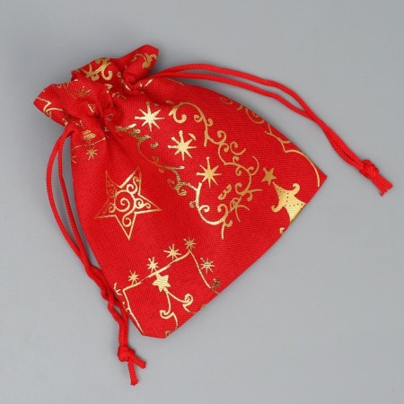 Bag Golder Pill "Golden Star", embossing, 10 x 12 cm +/- 1.5 cm, New Year-3
