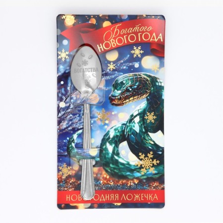 Spoon souvenir on the postcard "New Year's collection: the rich New Year", 3 x 14 cm-4