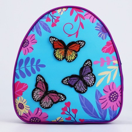 Baby backpack for a girl with a patch "Butterflies", 23x20.5 cm,-3