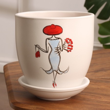 Flower pot "Girl in a hat" 3.5 l
