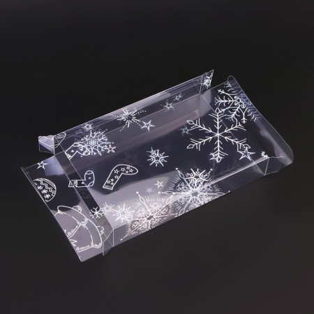 New Year. Box Gift New Year Folding PVC "Christmas trees, snowflakes" 15 x11 x 3 cm.-3