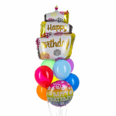 Set of balls "Happy Bithday. Cake ", latex, foil, 9 pcs.-2