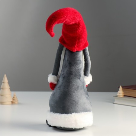 Interior doll "Grandfather Frost in gray coat and red chap-step" 55x15x16 cm-2