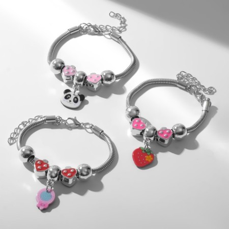 Bracelet Children's "chosen" hearts, suspension mix, colored in silver-3
