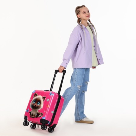 Small suitcase 20 "On a zipper, 4 wheels, pink color-9