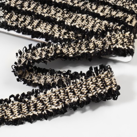 Decorative braid “Twydal”, bilateral, 30 mm, 5 ± 0.5 m, black/white color-1