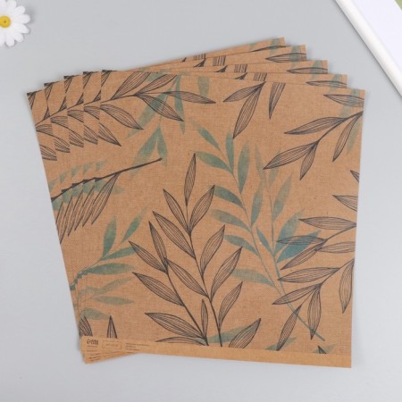 Scrapbooking paper Kraft "Elegant branches" density 180 g 30.5x32 cm-3
