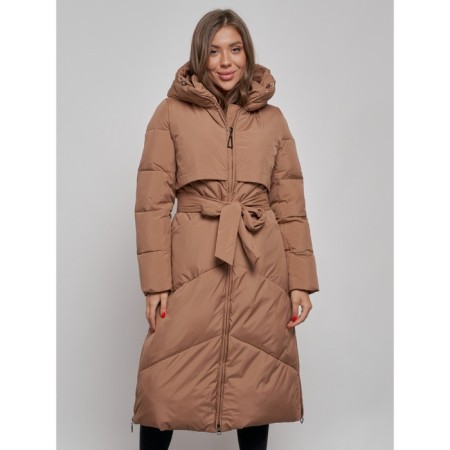 Coat insulated winter female, size 48, brown color-7