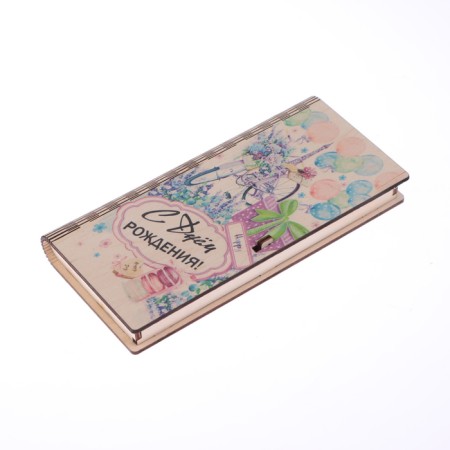 Wooden envelope "Happy Birthday!" bicycle, 17 x 8 cm-1