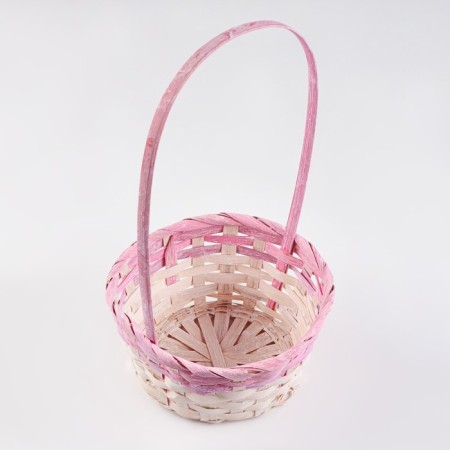 Wicker basket 19x9/34 cm, pink, bamboo-2