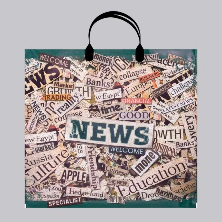 Package "News", polyethylene with a plastic pen, 80 μm 37 x 34 cm