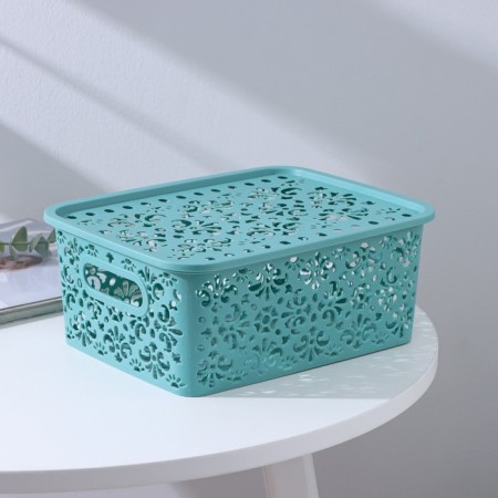 Storage container with a “pattern” lid, plastic, 25 × 19 × 10 cm, mix color-5