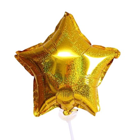 Foil ball 10 ’’ "star", holography, gold-1