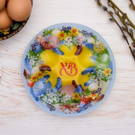 Glass stand for 6 eggs "Easter wreath", 18 x 18 cm-1