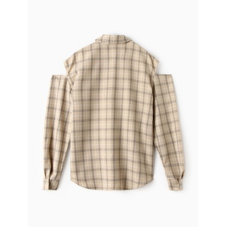 Women's shirt minku: casual collection beige color in cage, river 48-9