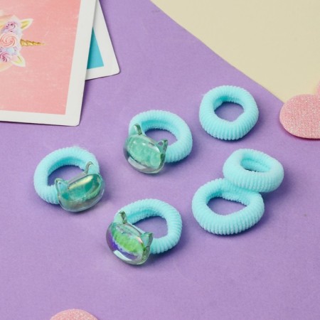 Hair gum "Tenderness" (set 6 pcs) pussy, green-1