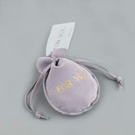 Suede bag “for you”, gray, embossing, 9 × 12 cm-3