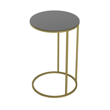 Journal table "Austin Glass", 450 × 450 × 705 mm, color Black Lacobel / Golden frame-2