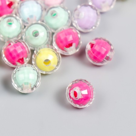 Plastic beads "A ball with faces - the inner color of the assortment" set 20 grams d = 1 cm-1