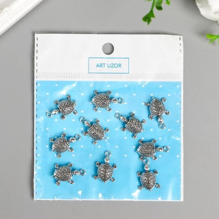 Decor for creativity Metal "Turtle" silver 1.7x1.4 cm-2