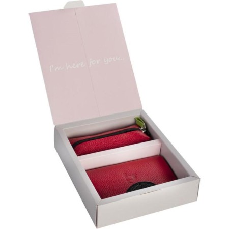 Gift set: cover for passport and key holder, red color-1