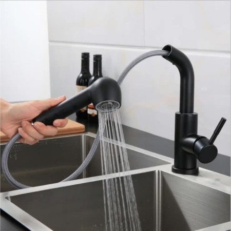 Fashun A56009-7 kitchen mixer, single-leaf, with sliding watering can, stainless steel, black-2