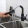 Fashun A56009-7 kitchen mixer, single-leaf, with sliding watering can, stainless steel, black