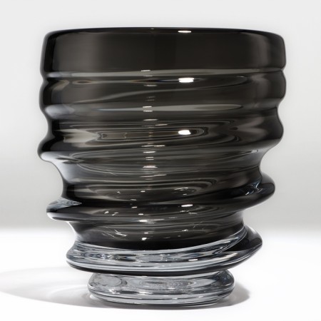 Vase for Flowers "Piley" from transparent black glass 20 x 18 x 18 cm