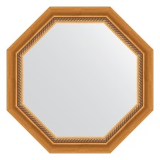 Mirror in the baguette frame, aged gold with weaving 70 mm, 63.2x63.2 cm