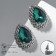 Earrings with rhinestones "Sea radiance", emerald color in black silver