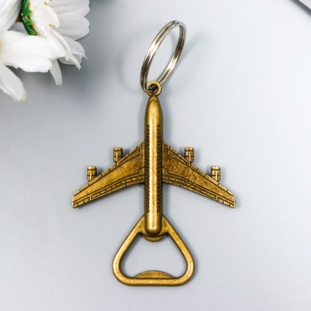 Keychain metal opener "plane" mix 7x6 cm-1