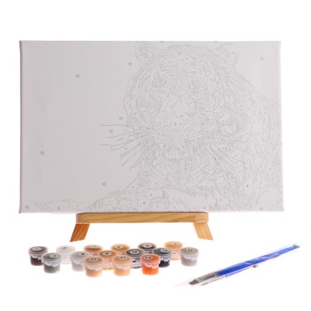Picture on numbers on a canvas with a tiger subframe, 30x20 cm-3