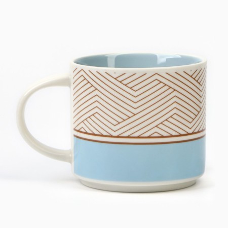 Ceramic mug with a lid and spoon "Geometry", 470 ml, beige color-2