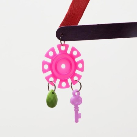 Toy for birds "Multi -colored triangle", with a bell, mix-4
