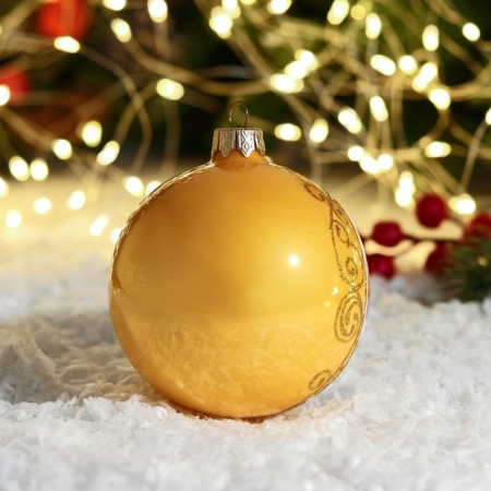 New Year's ball "landscape" 8 cm, mix-1
